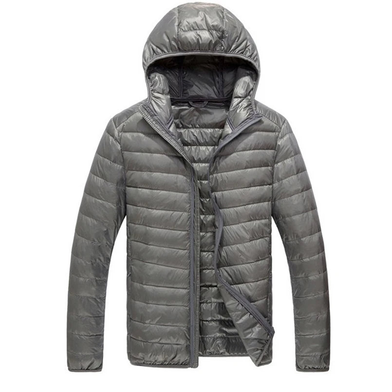 Men's Spring Ultra Lightweight Packable Down Jacket Hooded Breathable Coat Plus Size Men Hoodies Coat Feather Clothing 2024