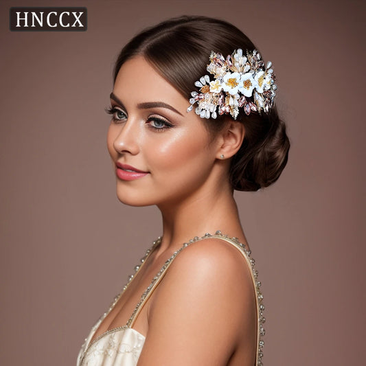 HNCCX Alloy Leaf Bridal Comb Floral Hair Pieces for Women Wedding Hair Clip Wedding Hairpins Bridal Hair Accessories CP321