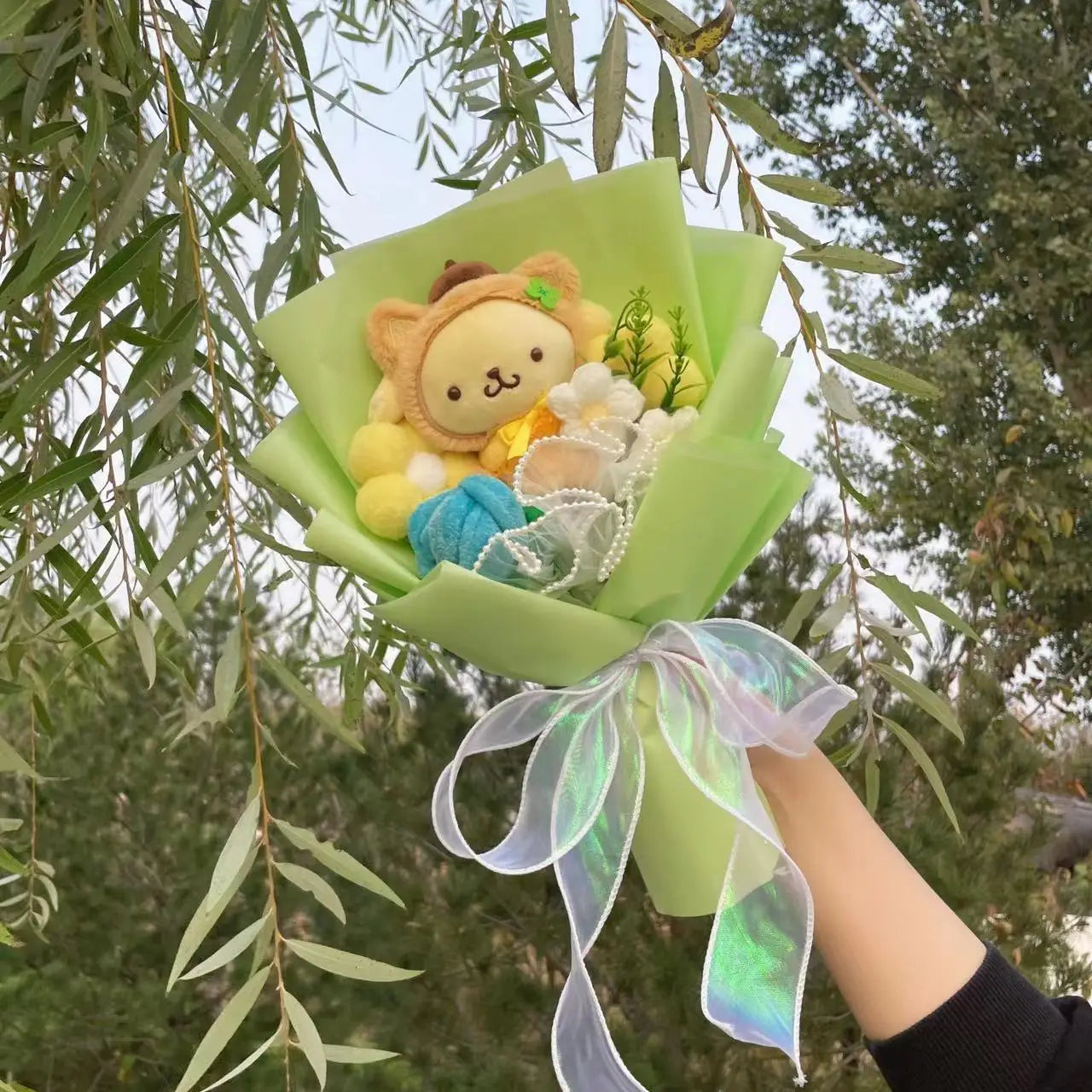 Kawaii Hello Kitty Cat Dolls With Artificial Flowers Creative Sanrio Bouquet Christmas Valentine Birthday Graduation Gifts