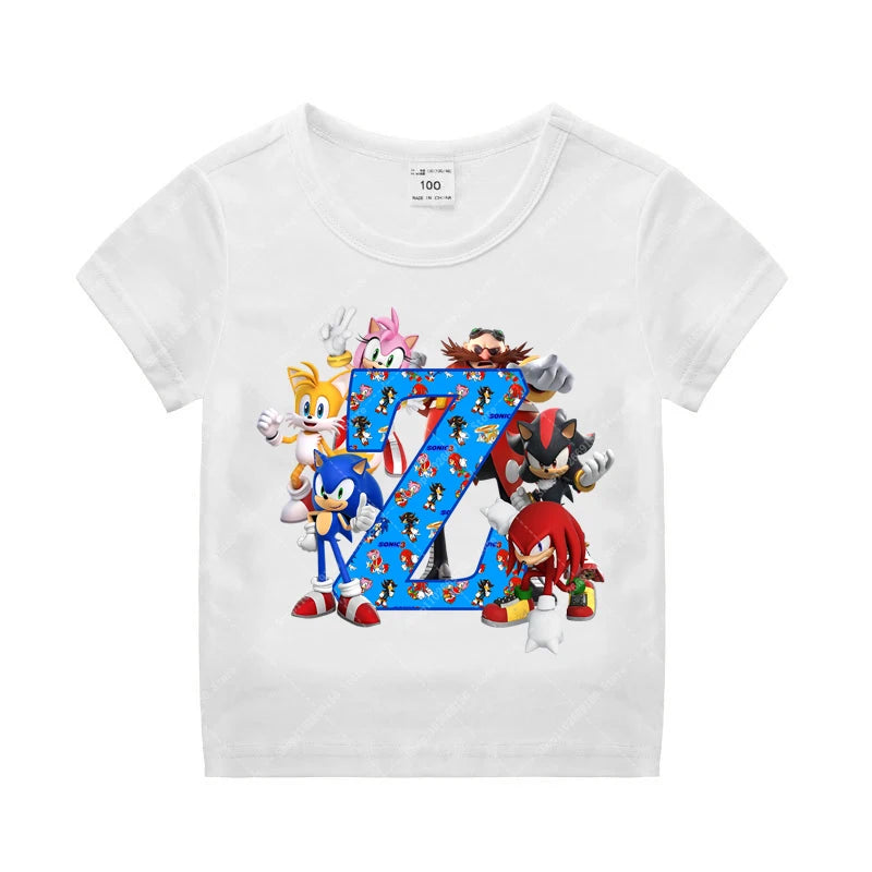 Sonics Kinder Sommer Baumwolle T-shirt Jungen Kurzarm Tops Anime Gedruckt Kleidung Kinder Cartoon Nette T-shirt Kleidung Weihnachten Geschenke 2025