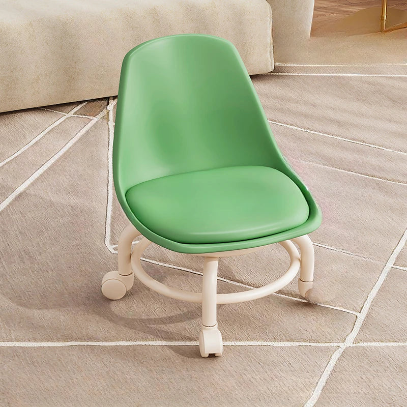 Kids Chair Solid Color Pulley Rotating Stool Wheeled Home Mobile Soft Low Footstool home improvement