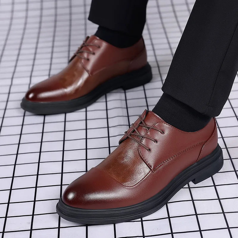2025 Spring Gentleman Oxfords Leather Shoes Luxury Goods Men Shoes Fashion Casual Pointed Toe Formal Business Male Wedding Dress men shoes