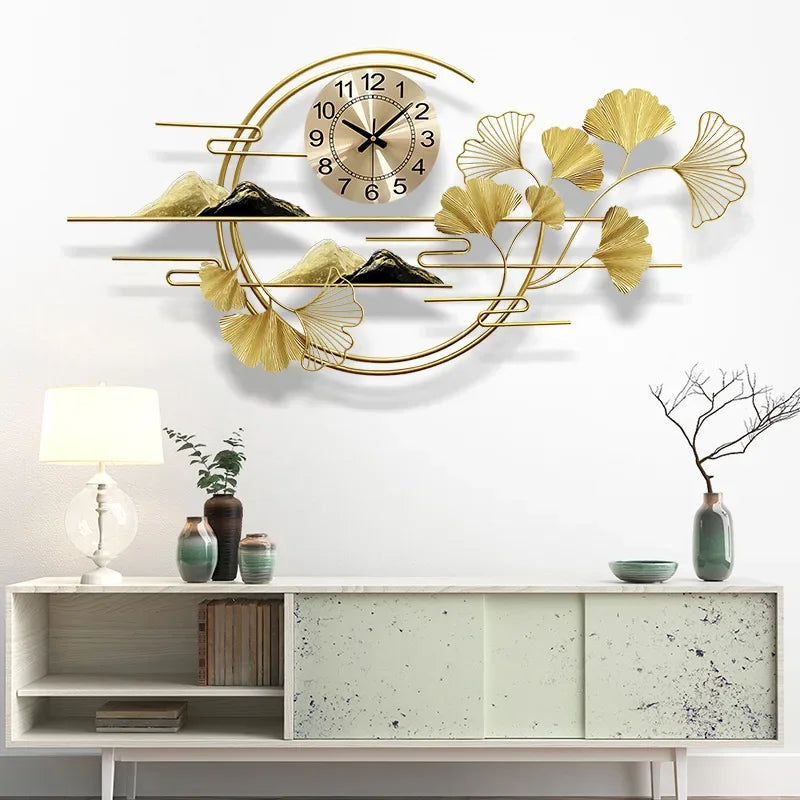 Living room decoration clock wall clock modern light luxury dining room wall table creative sofa background wall mural clock