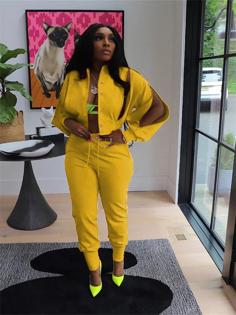 Streetwear 2 Piece Sets Women Outfit Spring Clothes 2025 Women Zip Up Hollow Out Jacket Top and Pant Sets Two Pieces Sweatsuits