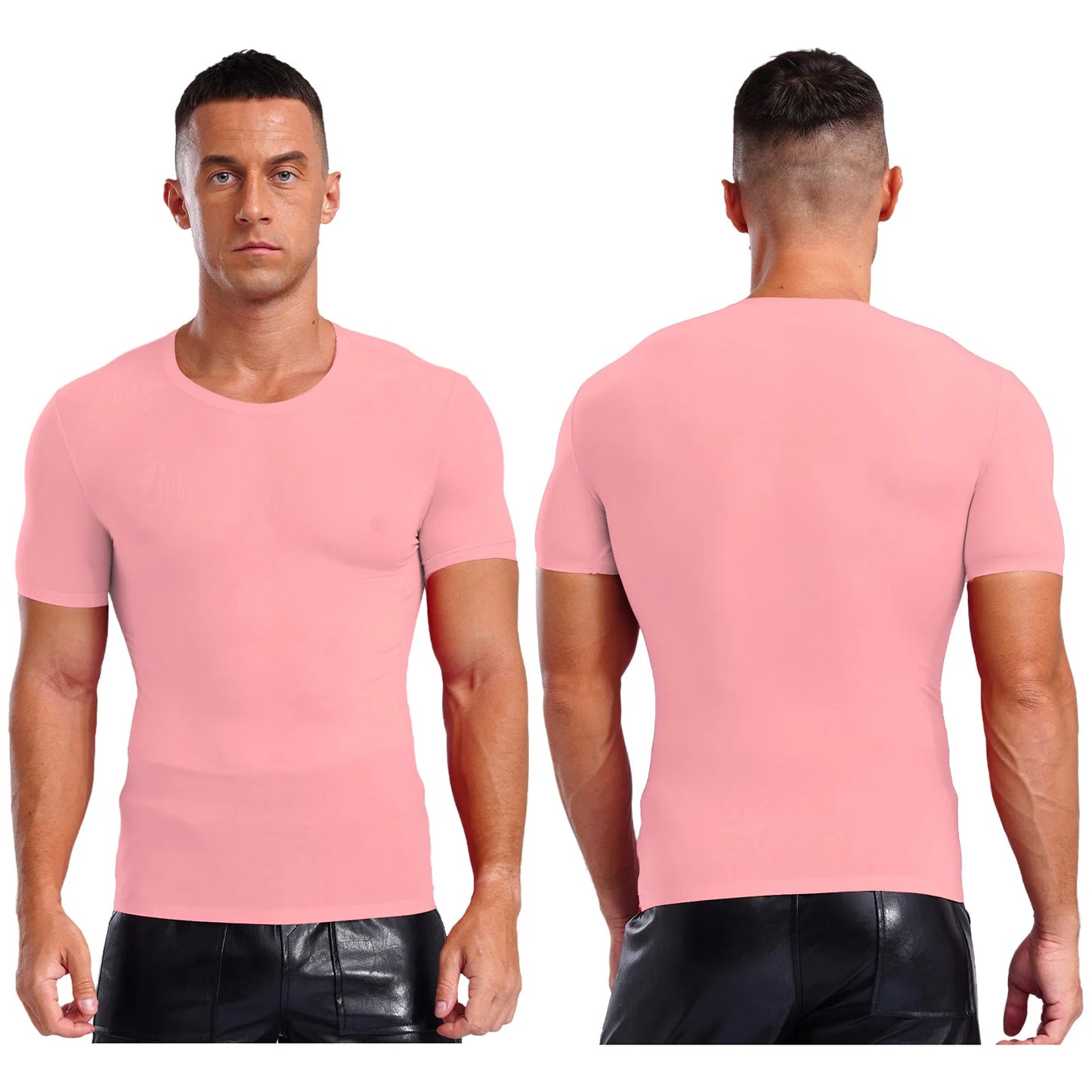 Mens Quick-dry Athletic T-shirt Round Neck Short Sleeve Ice Silk Ultra-thin Blouses Top for Gym Sports Workout Fitness Swimming mon