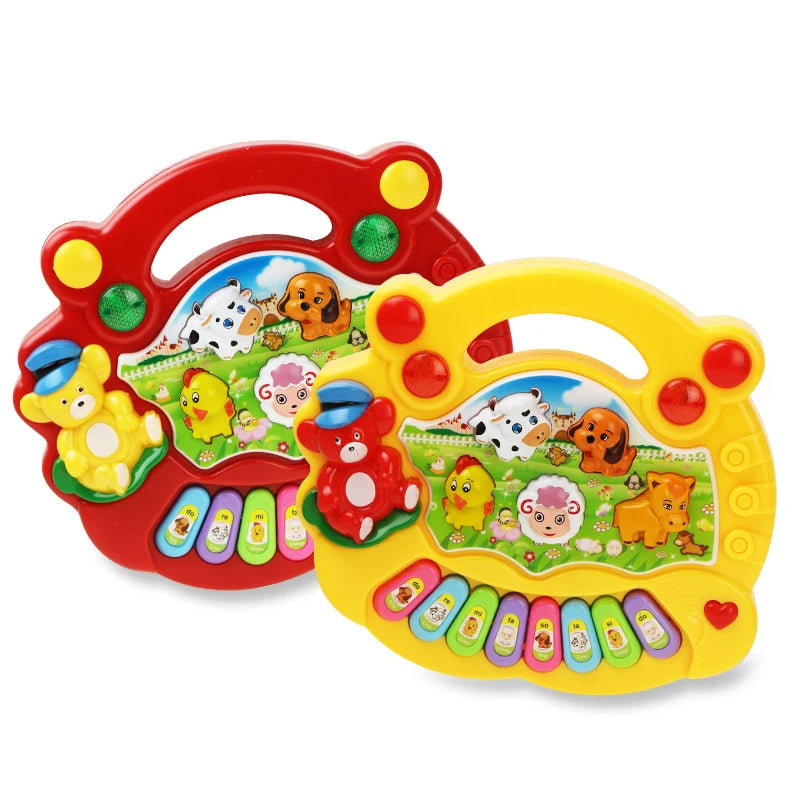 Baby-Musikspielzeug mit Tiergeräuschen, Klaviertastatur, elektrisches blinkendes Musikinstrument, frühes Lernspielzeug für Kinder