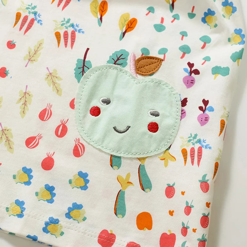 Little maven 2024 New Summer Children 's Clothing for Kid Clothes for Baby Girls Cotton Cartoon Vegetable Kids Party Dresses