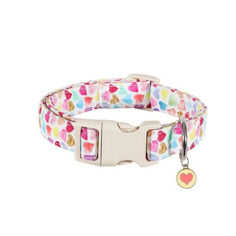 1Pcs Valentine's Day gift Paws Personlized Pink Valentine Dog cat Collar with Bow Heart Pet Collar Flower Dog Collar Large Small Dog