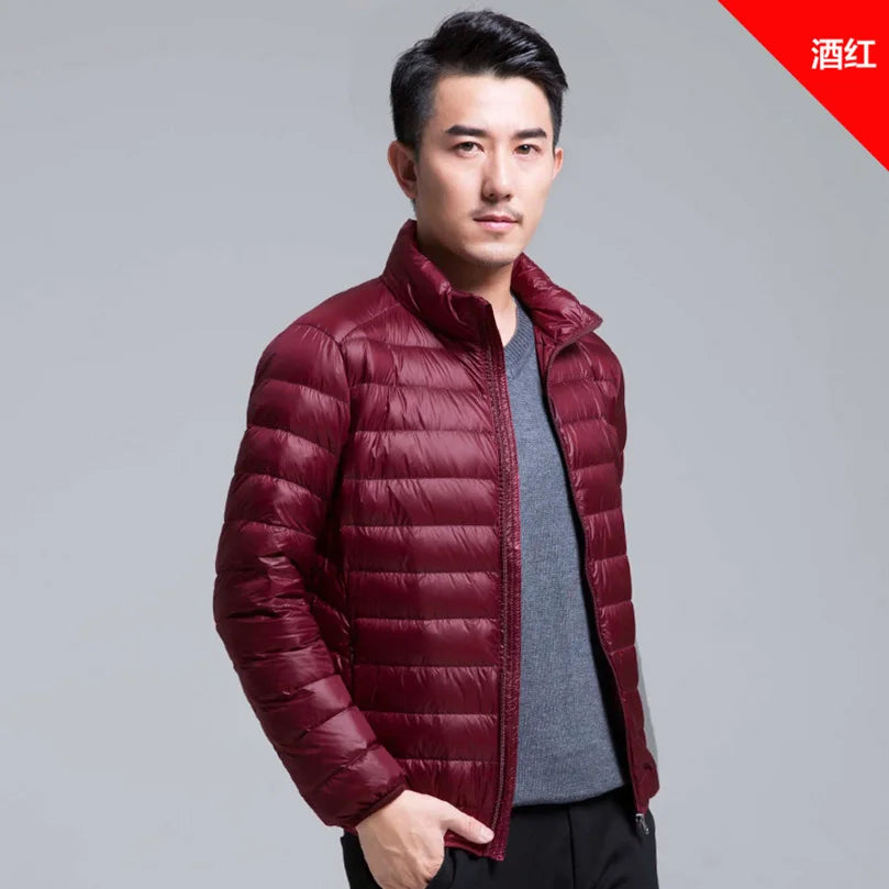 Men's Spring Ultra Lightweight Packable Down Jacket Hooded Breathable Coat Plus Size Men Hoodies Coat Feather Clothing 2024