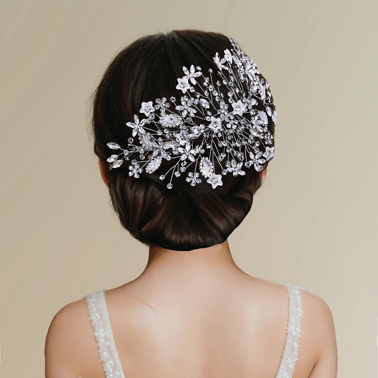 Bridal Shiny Rhinestone Flower Wedding Headwear Silver Color Elegant Bride Hairpiece Fashion Women Hair Accessories HP677
