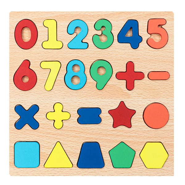 Colorful Alphabet Number Wooden Puzzles Kids Intelligent Matching Game Preschool Children Early Educational Toys