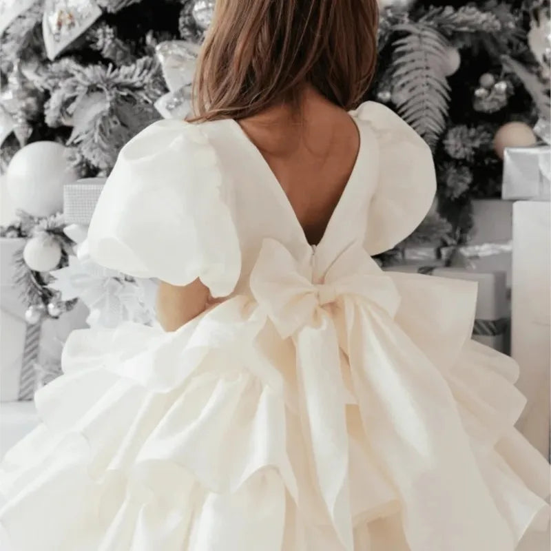 Mode Baby Mädchen Prinzessin Lagenkleid Puffärmel Säugling Kleinkind Teen Vestido Party Geburtstag Ballkleid Babykleidung 1-12Y