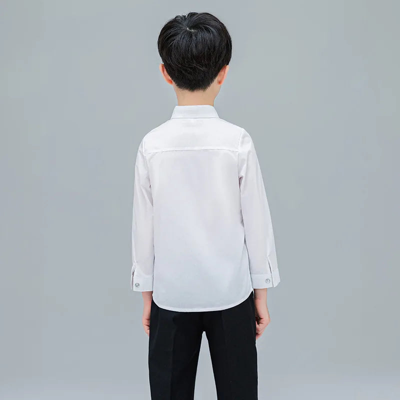 Baby Kleinkind Teenager Kleidung Schuluniform Jungen Shirts Weiß Langarm Umlegekragen Kinder Shirt Für Jungen Kinder Tops