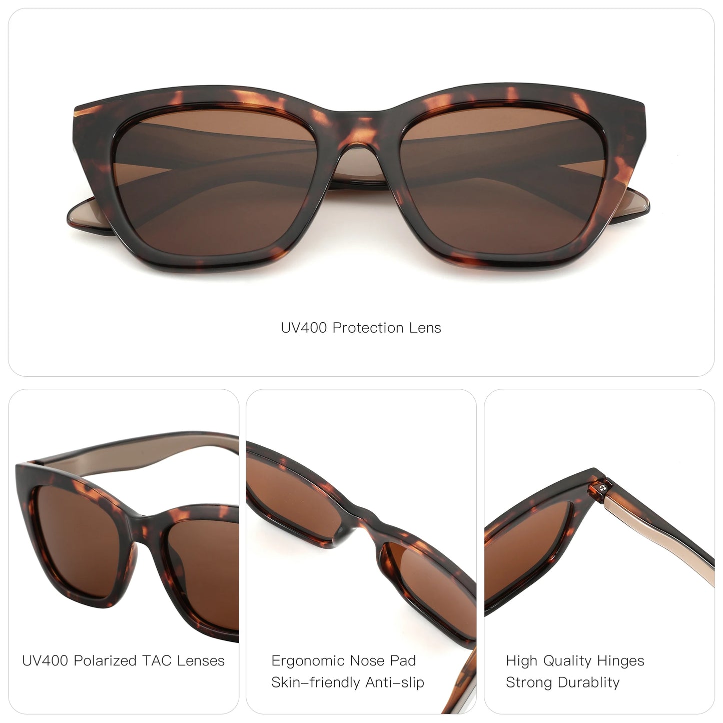 ZENOTTIC Square UV400 Protection Sunglasses Fashion Women Thick Frame Polarized Sun Glasses for Ladies Shopping Gif