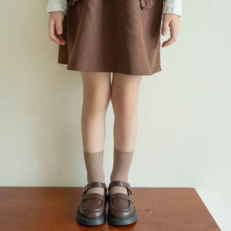 Children Fashion Mid Calf Long Socks Boys Girls Spring Autumn Striped Socks Baby Kids School Student Uniform Socks Retro Clothes