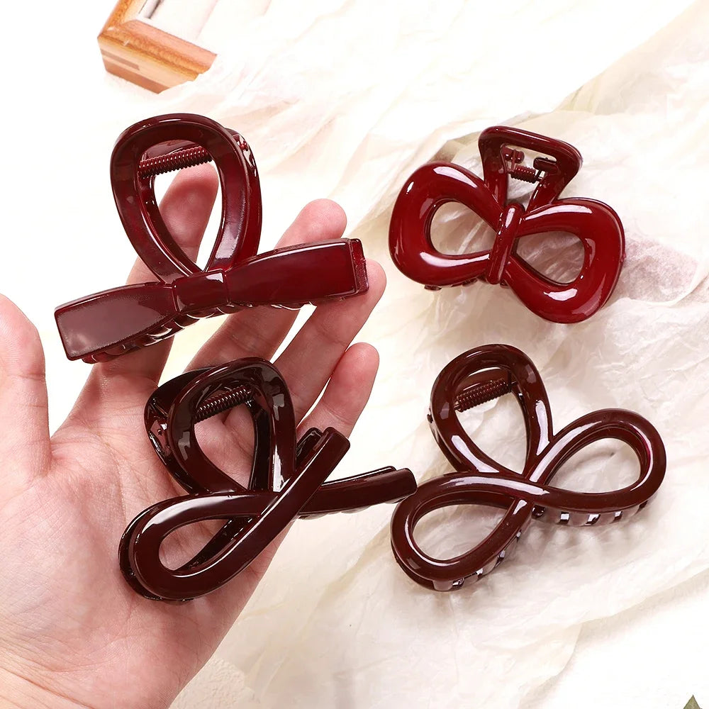 Elegant Geometric Large Ankola Red Hair Claws for Women Girls 2025 New Year Barrettes Hairpins Hair Grab Shark Clip Accessories