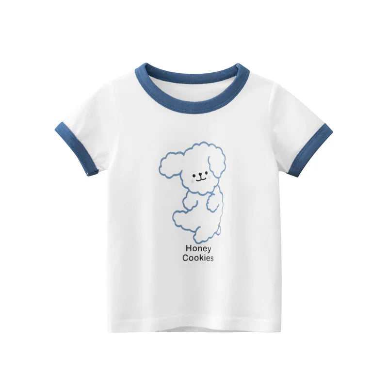 2024 sommer 2-8 Jahre Kinder Mädchen Shorts Ärmel T-shirts Gedruckt Kleines Mädchen Top Baby Mädchen T Shirts Kinder kleinkind Mädchen Kleidung