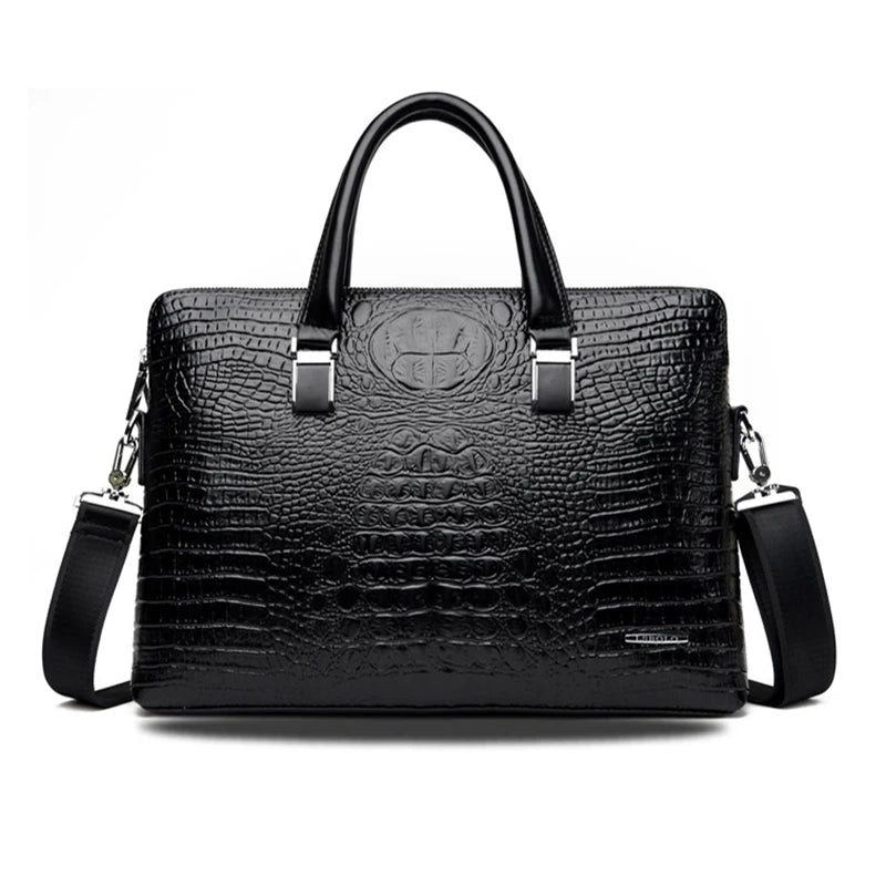 Briefcase Bag Man PU Leather Crocodile Alligator Tote Handbag Laptop 14 Computer Male Shoulder Business Messenger Bag Husband