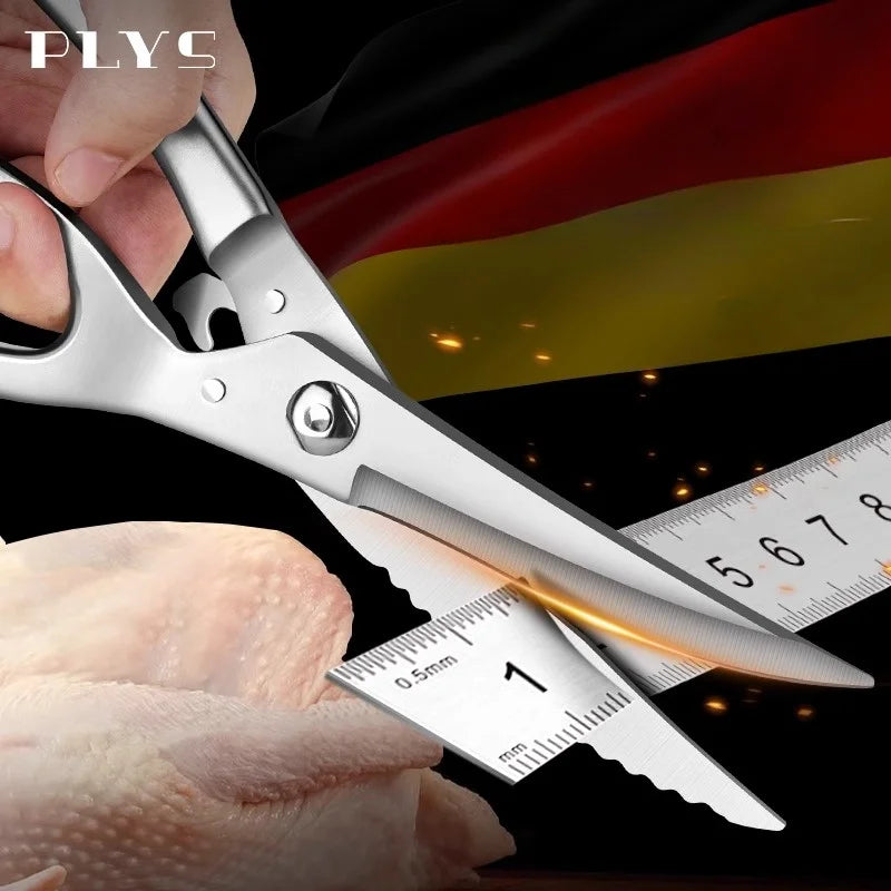 PLYS Fish Killing Kitchen Scissors, Stainless Steel Multifunctional Chicken Bone Scissors, Kitchen Fish Scaling Tool