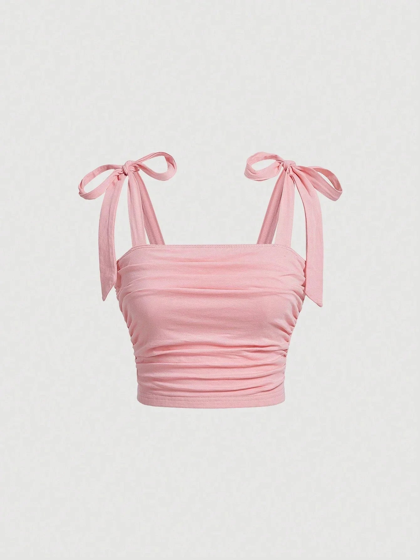 Solid Tie Shoulder Ruched Wide Strap Slim Fit Crop Top for Women clothes Summer 2025 Y2K Clothes Pink Backless Cami Top Streetwear