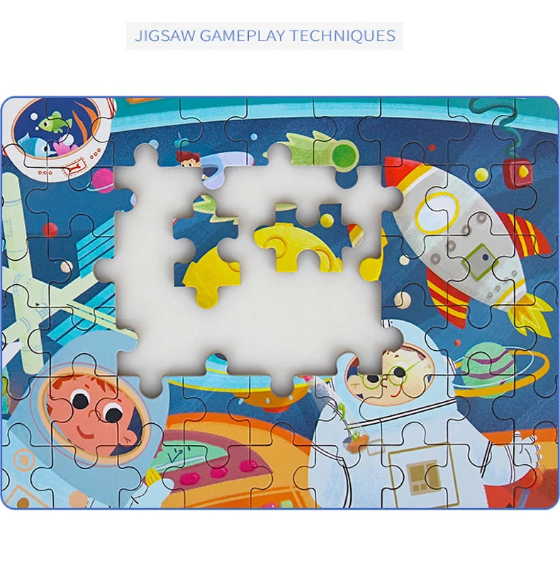 Heiße Neue 60 Stück Holz Puzzle Spielzeug für Kinder Cartoon Fahrzeug Tier Holz Puzzle Baby Lernen Pädagogisches Spielzeug Kinder Geschenk
