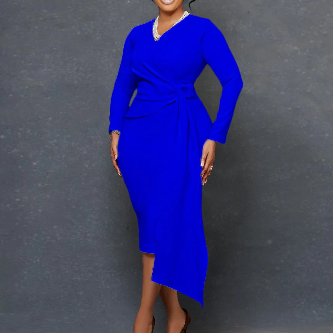FairyShely Spring 2025 Bodycon Plus Size Dress Women Large Long Sleeve Big Dresses Lady Solid O Neck Party Tight Curvy Dress