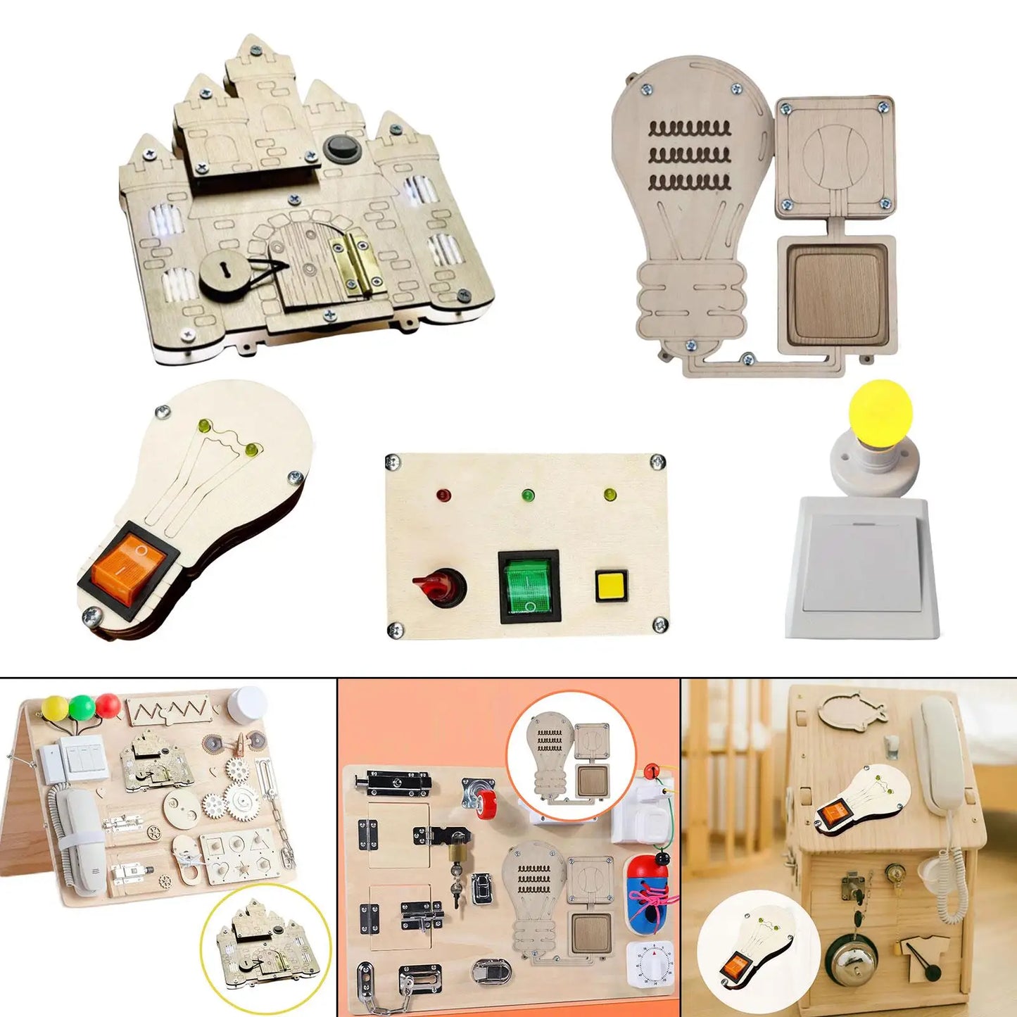 Toddlers Busy Board DIY Parts Motor Skills Toys for Teaching Prop Brain