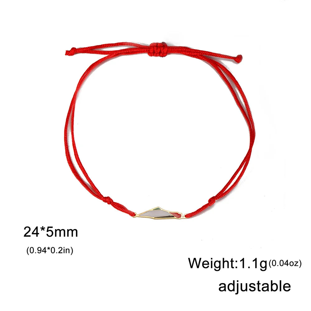My Shape Palestine Map Flag Bracelets Red Black Braid String Rope Stainless Steel Charms Country Geography Map Bangle Jewelry