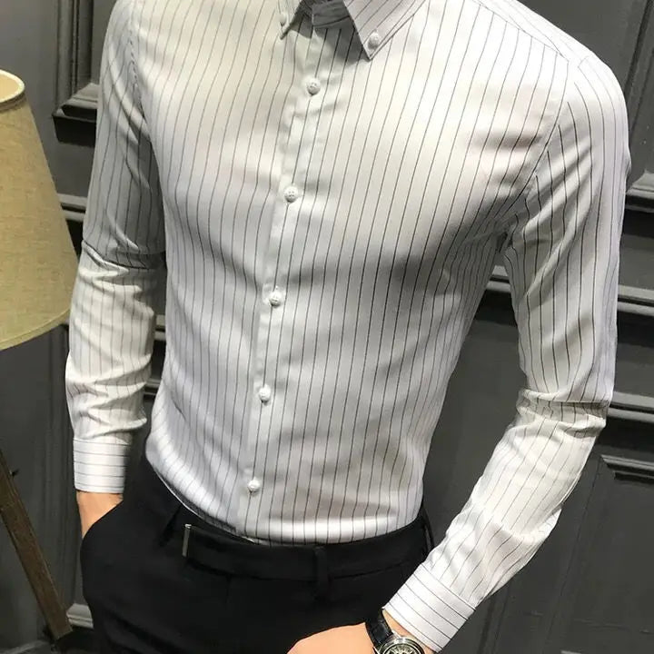 KPOP Fashion Style Harajuku Slim Fit Tops Loose Casual All Match Shirt Korean Style Korean Style Stripe Button Long Sleeve Blusa