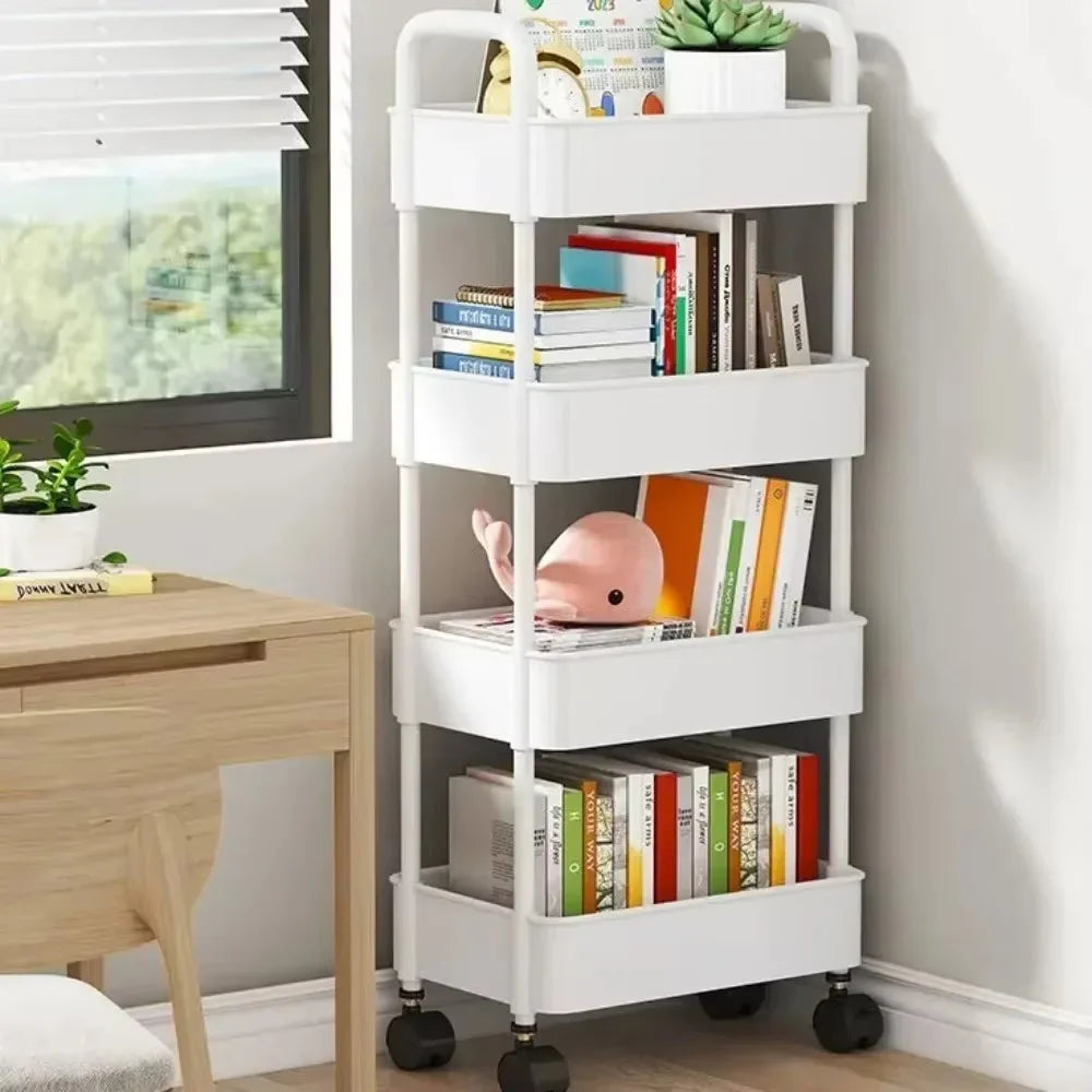 Storage Rack Trolley Multi-functional Mobile Multi-layer Household Snack Storage Rack with Wheel for Living Room Kitchen Bedroom