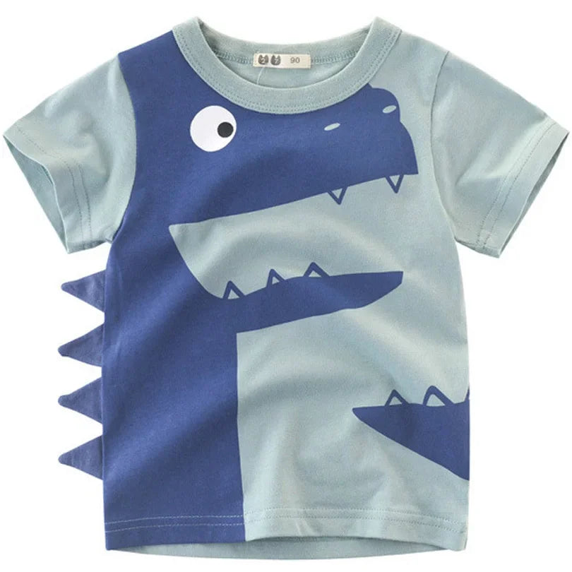 2025 Cartoon Druck Baby Junge Dinosaurier T Shirt Für Sommer Infant Kinder Jungen Mädchen Lion T-Shirts Kleidung Baumwolle Kleinkind Brief tops