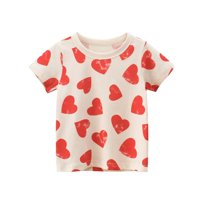 2024 sommer 2-8 Jahre Kinder Mädchen Shorts Ärmel T-shirts Gedruckt Kleines Mädchen Top Baby Mädchen T Shirts Kinder kleinkind Mädchen Kleidung