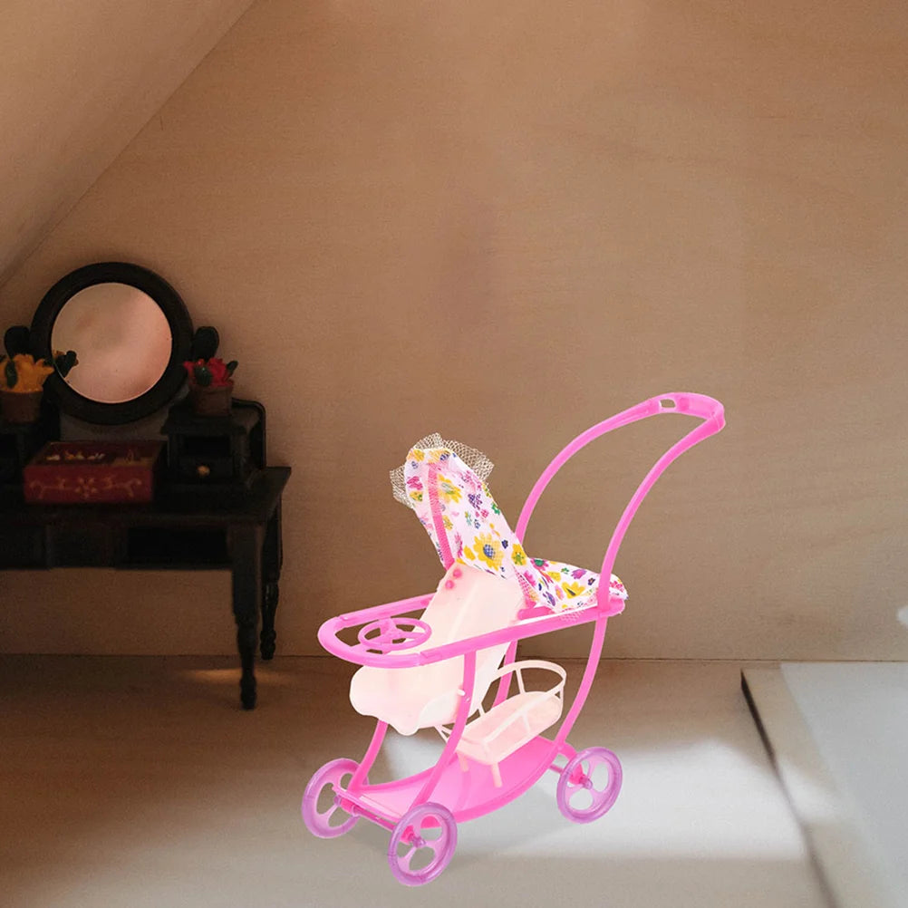 Baby Stroller Realistic Model Toy for Dolls Toddler Plastic Tabletop Decor