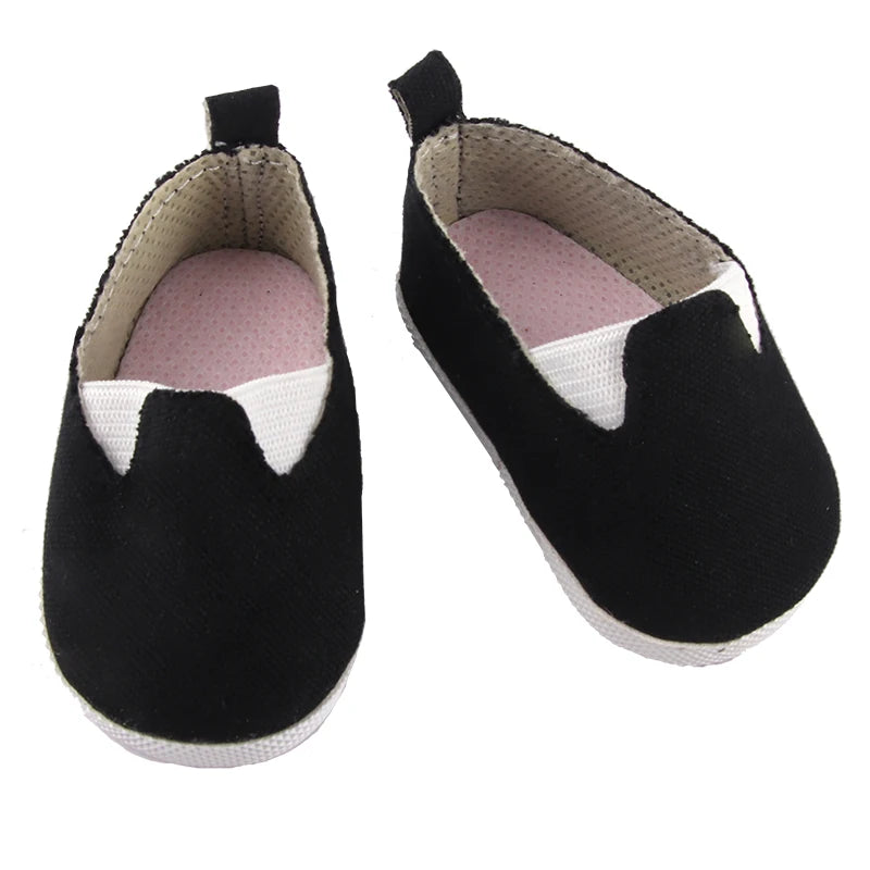 Canvas Cloth 7cm Shoes For 18 Inch American And 43cm New Born Baby Doll Shoes Clothes Accessories For Our generation Girl Dolls