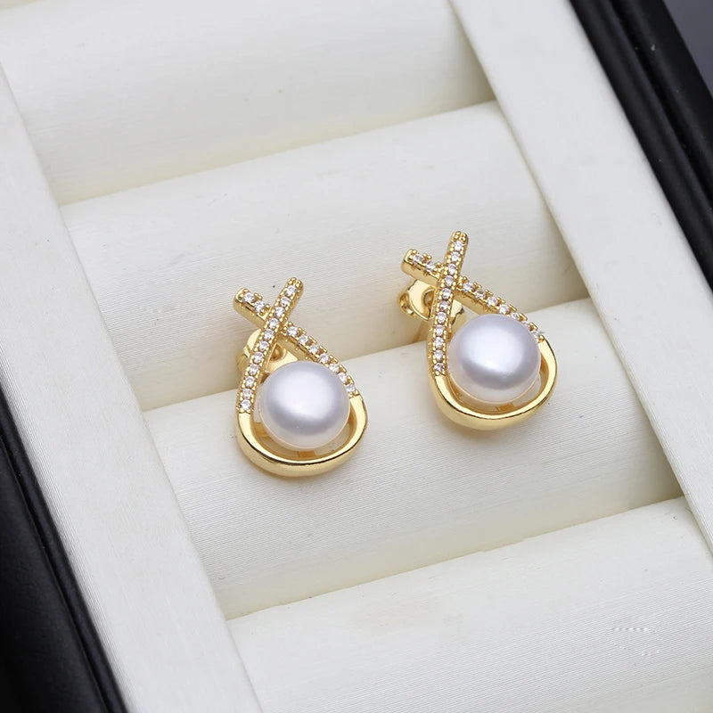 2023 New Natural Pearl Earrings For Woman,Trendy Pearl Earrings Mother Wife Birthday Gift White Black