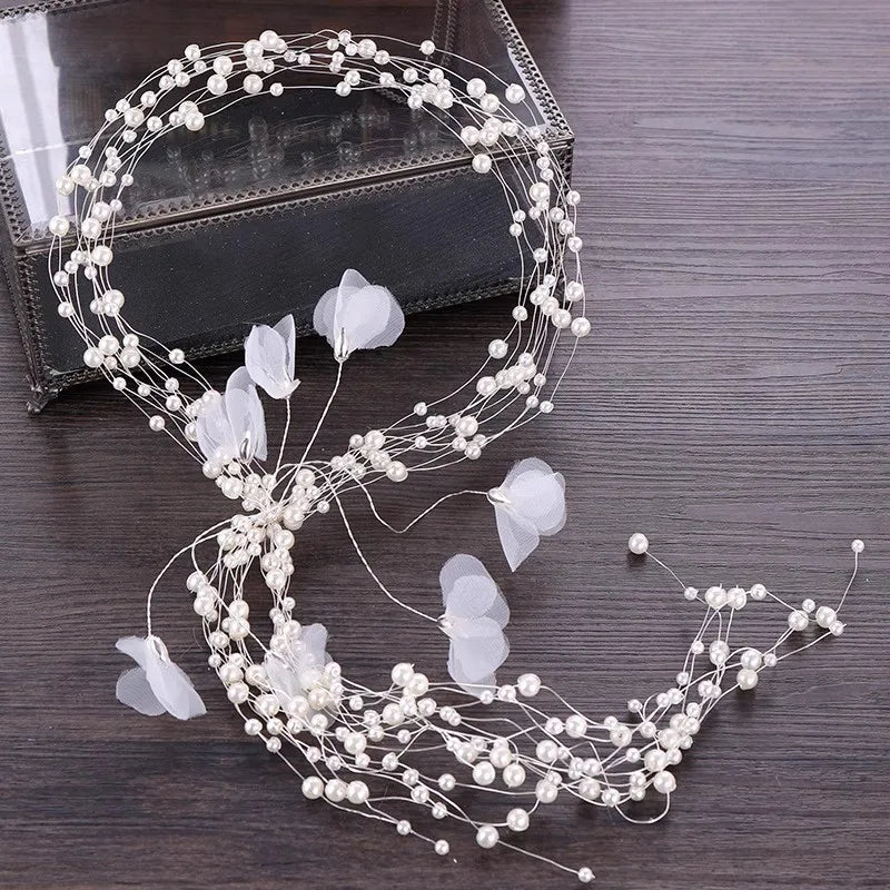 Pearl Flower Bow Headband Tiara Party Wedding Headband Hairband Bridal Wedding Hair Accessories Jewelry Headband Tiara