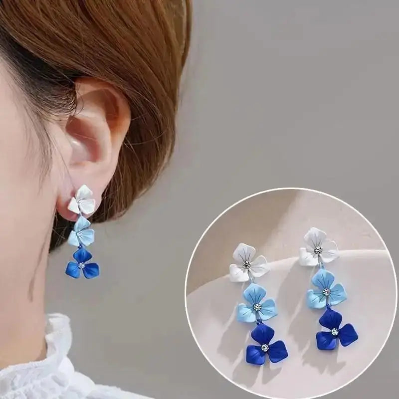 925 Silver Needle Korean Fashion Crystal Heart Earrings For Women Jewelry 2024 Trending Women's Red White Pearl Drop Earrings
