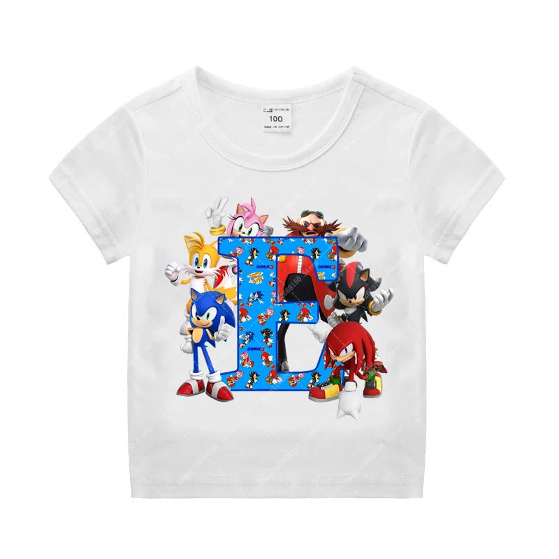 Sonics Kinder Sommer Baumwolle T-shirt Jungen Kurzarm Tops Anime Gedruckt Kleidung Kinder Cartoon Nette T-shirt Kleidung Weihnachten Geschenke 2025