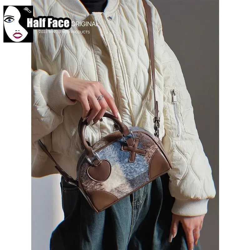 Y2K Girls Harajuku Women's Gothic Punk Lolita American Style Ladd Retro Plaid Pillow Bag Mini One Shoulder Crossbody Bags Tote