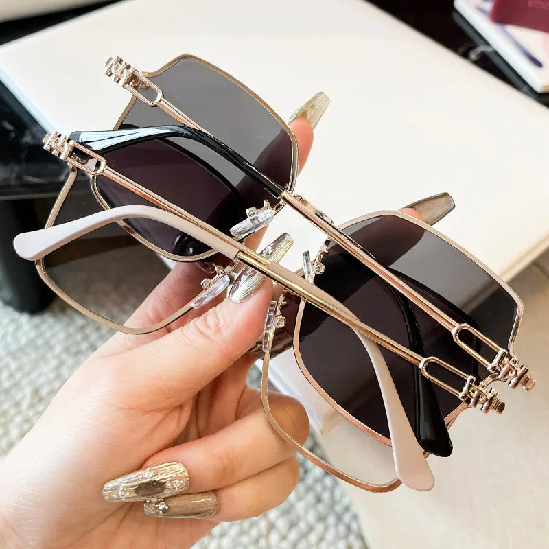 Vintage with Large Rims Sunglasses Women's to Make Big Face Thin-Looked Trendy Personalized Street Shot Online Influencer Fashio