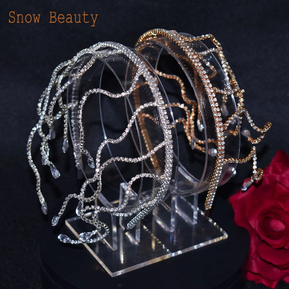 A453 Sparkly Rhinestone Bridal Tiara Hair Accessories Wedding Headbands Crystal Hair Ornament Women Crown Crystal Headwear