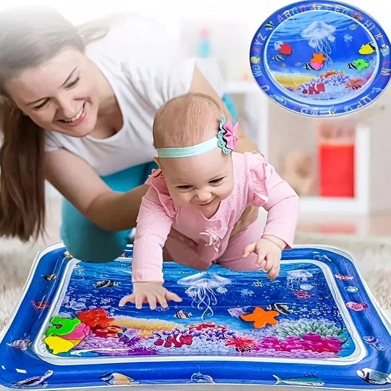Infinno Aufblasbare Tummy Time Matte, Premium Baby-Spielmatte, Aufblasbares Wasserkissen, Interaktives Babyspielzeug für die sensorische Entwicklung