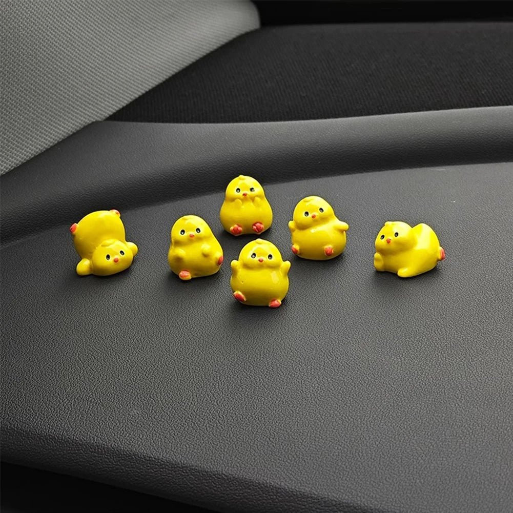 Mini Yellow Chick Car Decoration Gift Resin Ornaments for Auto Interior Dashboard Button Home Bedroom Office Living Room Store