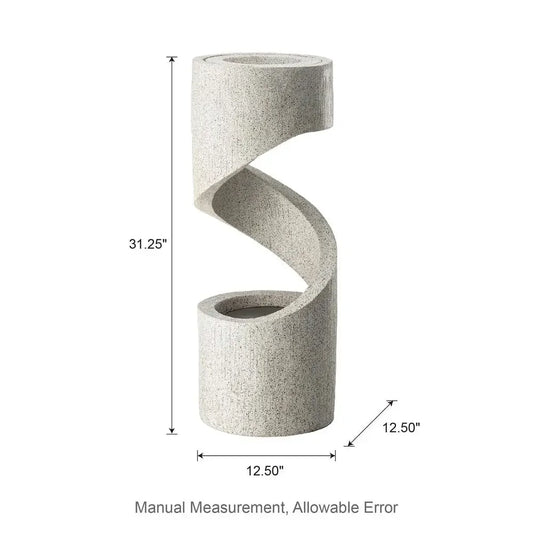 LED Outdoor Water Fountain Decorative Tiered Spiral Curved Waterfall Feature Planter Relaxing Sound Durable Resin Garden Accent