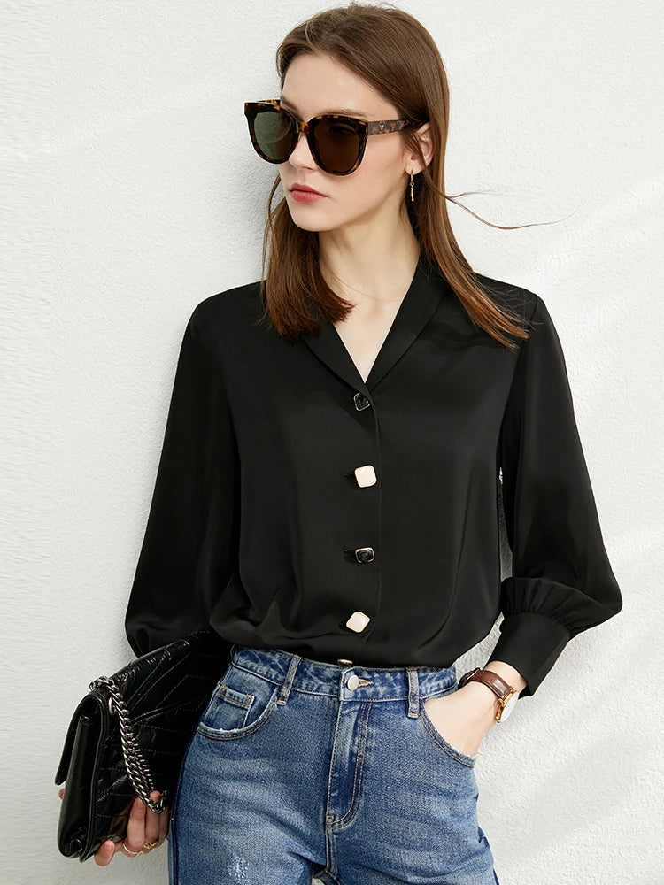 Amii Minimalism Blouse Women Spring Vneck Solid Chiffon Blouse Office Lady Casual Shirts Elegant Blusas Female Tops 12030219 clothes