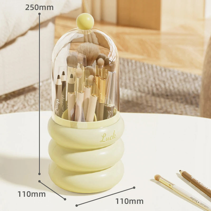 360° Rotating Makeup Brushes Holder With Lid Lipstick Organizer Cosmetic Storage Make Up Tools Box Jewelry Pencil Case Container