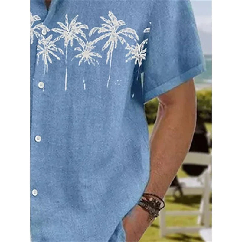 men's shirt Hawaiian shirt coconut wood 3D printing short sleeve button clothes tropical fashion jacket S-5XL mon