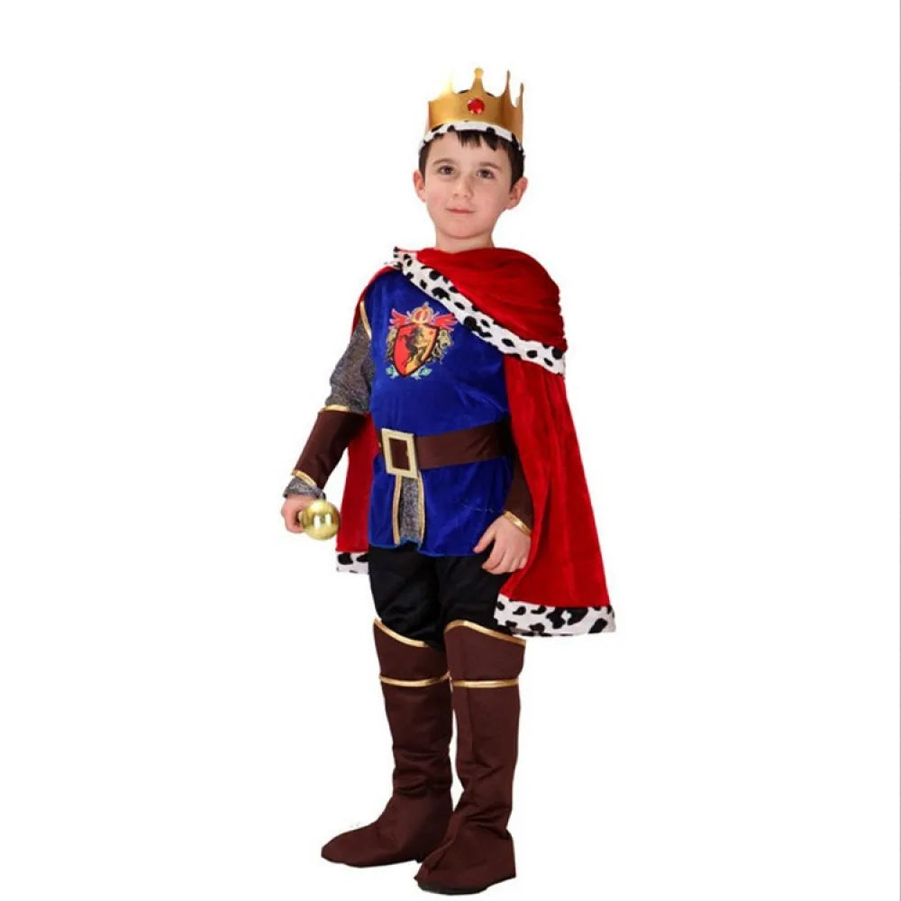 Boys Prince Charming Costume for Toddler Kid Medieval Royal Prince Jacket Pants Crown Dress Up Party Outfit