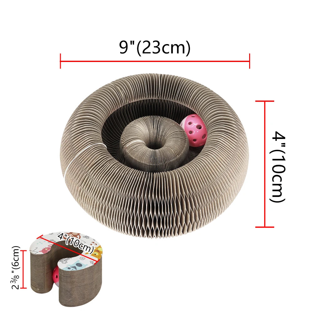 Funny Cat Toy Bed 3 IN 1 Cat Scratcher Cardboard With Ball Toys Collapsible Cat Scratcher Lounge Bed Scratching Pad 3 Types