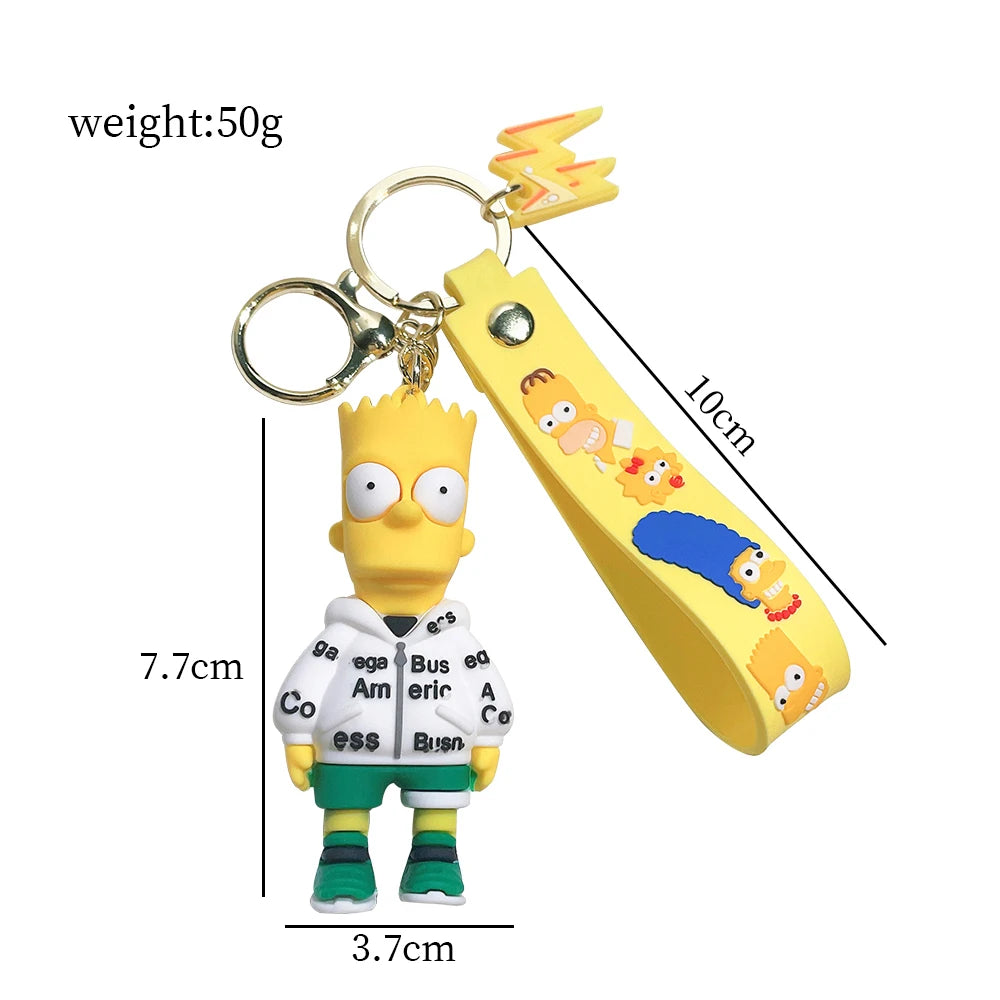 Disney Simpsons Keychain Cartoon Action Figure Key Chain Baby Pendant Couples Fashion Car Accessories Gifts Keyring Cute